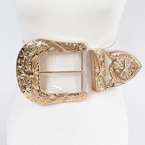 BNWT Plus Size Vintage Inspired Oversize Buckle Transparent Belt Clear Belt